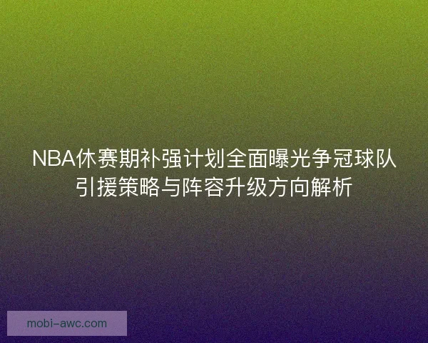 NBA休赛期补强计划全面曝光争冠球队引援策略与阵容升级方向解析